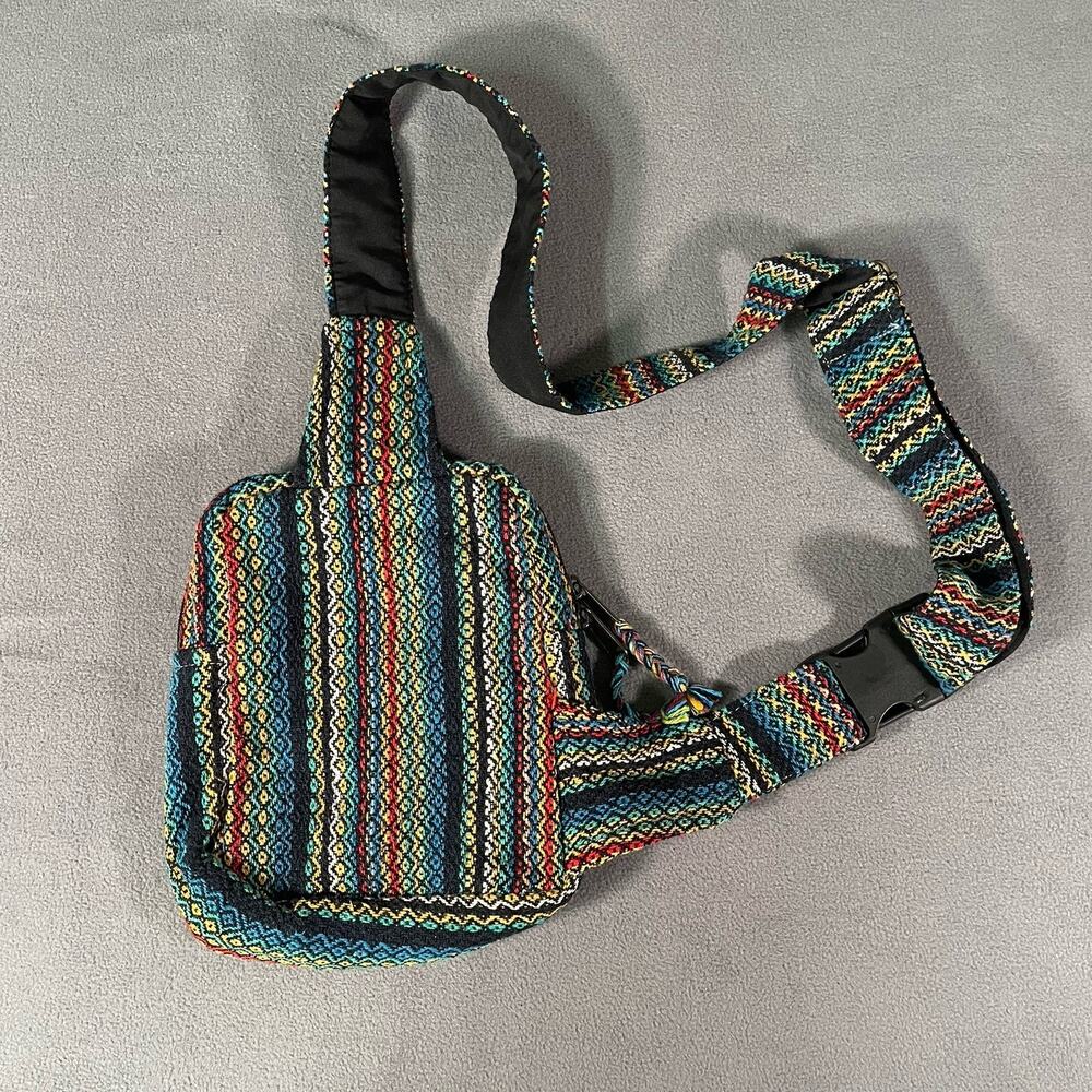 Hamro Hemp Eco-Friendly Woven Sling Crossbody Bag Boho Festival Shoulder Pack - Picture 4 of 5